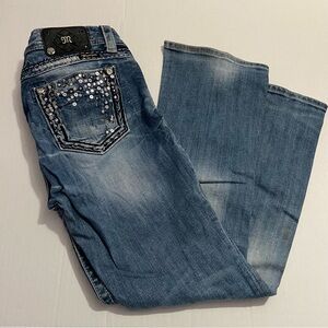 Miss Me  Boot Cut Jeans with Silver embellished Accents light denim 30